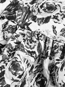 SHEIN MOD Floral Print Bustier Cami Dress Corset Dress - Black and White - View 3