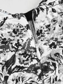 SHEIN MOD Floral Print Bustier Cami Dress Corset Dress - Black and White - View 4