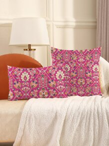 1pc Flower Pattern Cushion Cover Without Filler - Multicolor - View 5