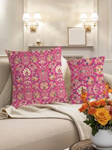 1pc Flower Pattern Cushion Cover Without Filler - Multicolor - View 6