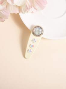 水鑽裝飾髮夾 - 白色 - 查看 1