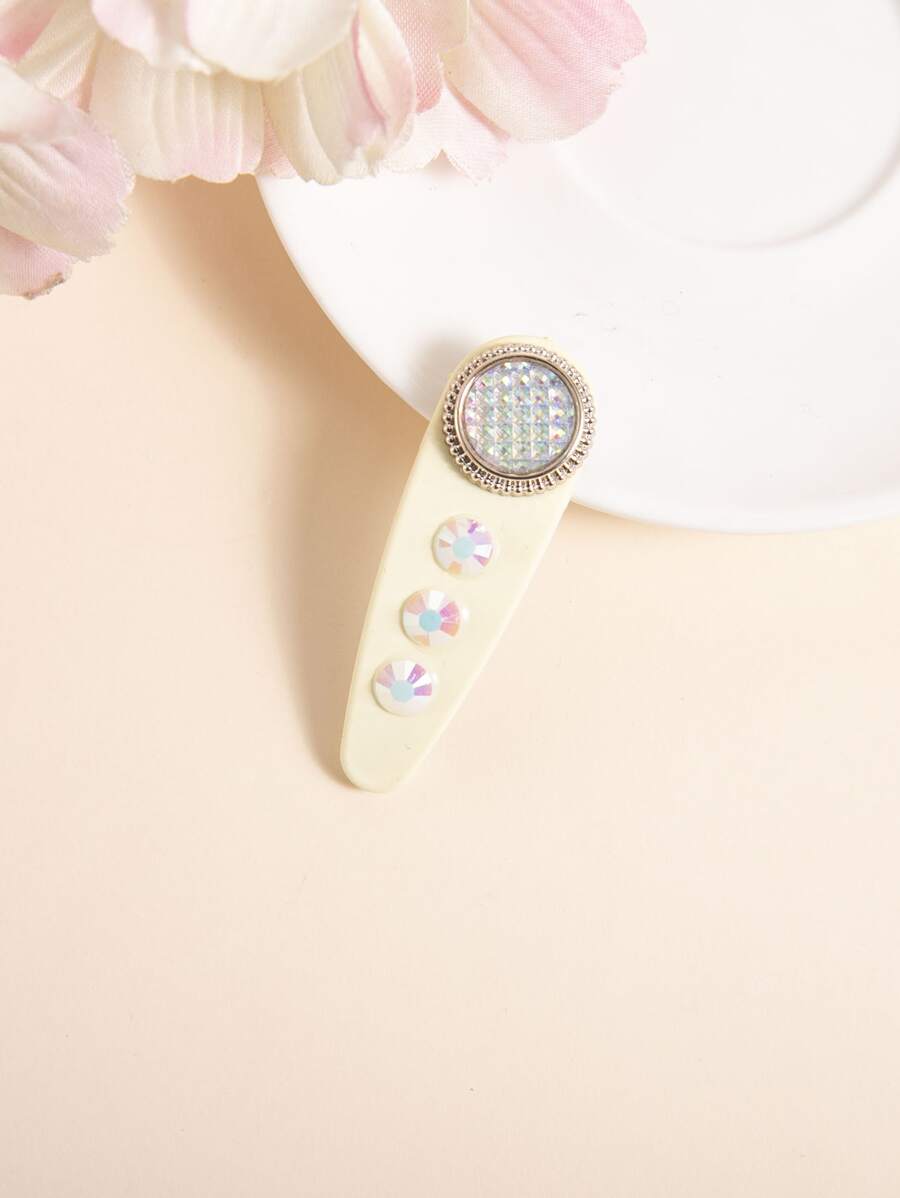 水鑽裝飾髮夾 - 白色 - 查看 1