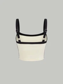 SHEIN MOD Contrast Binding Cami Top - Beige - View 2