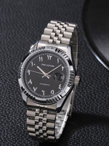 Men Round Pointer Date Quartz Watch - Black - View 1
