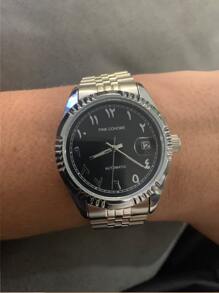 Men Round Pointer Date Quartz Watch - Black - View 3