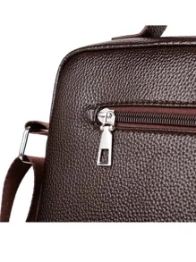 新款 PU 侧包斜挎包男士商务休闲包复古可调节外出手提包书包单肩包运动包大学生旅行学院学校皮包防水礼品侧包方形包节日夏季复古包大一学生单肩包徒步旅行大容量休闲度假腰包钱包圣诞节感恩节手提包 - 棕色 - 查看 15