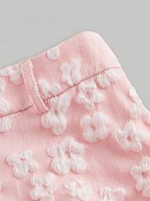 SHEIN MOD Falda con estampado floral bajo con fruncido - Rosa Pálido - Ver 4