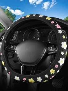 1pc Flower Pattern Car Steering Wheel Cover - Multicolor - View 3