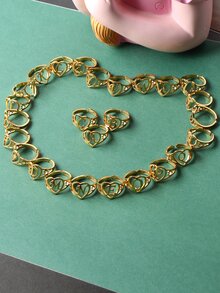 極簡鏈條戒指 - 金黃色 - 查看 2