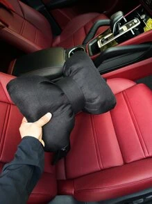 1pc Bow Design Car Lumbar Pillow - Black - View 3