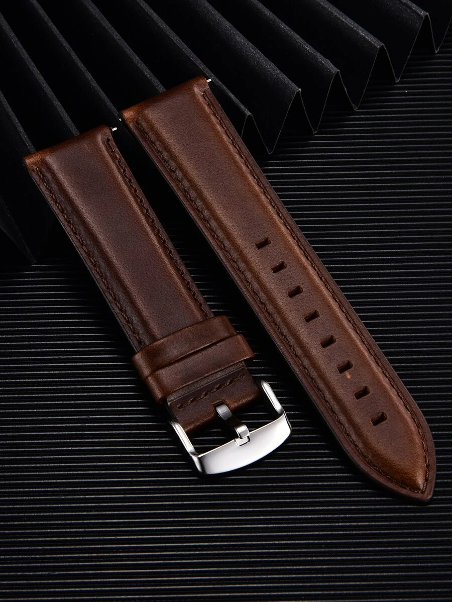 1 pieza Correa de reloj marrón retro de la vendimia PU rápido liberar PU Correa de reloj 18/20/22 mm - Marrón - Ver 1