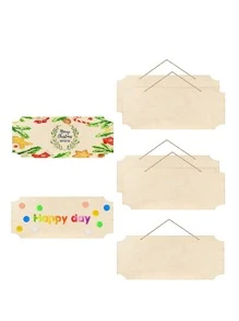 5 piezas/set de madera con diseño geométrico DIY signo para exterior - Beis - Ver 1