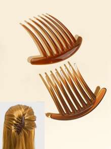 2 combinations to install amber disk hair fork for fork combat hair styling inserted hair fork - Mocha Brown - View 1