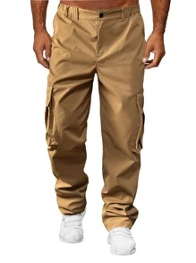 Manfinity Homme Men Flap Pocket Side Cargo Trousers - Khaki - View 3