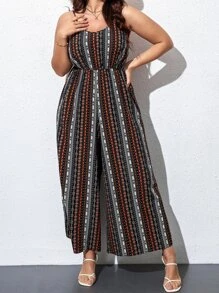 SHEIN Holidaya Plus Geo Print Cami Jumpsuit - Multicolor - View 1