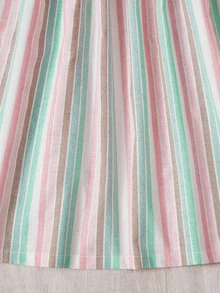 SHEIN Girls 1pc Striped Print Belted Skirt - Multicolor - View 2