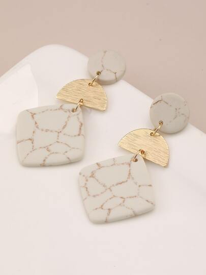 2 件几何吊坠耳环