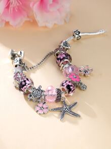 Vanel Starfish Charm Beaded Bracelet - Pink - View 2