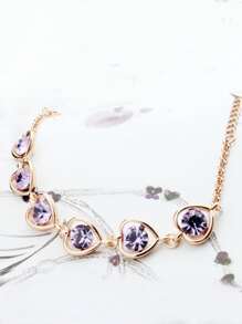 5pcs Rhinestone Decor Heart Design Jewelry Set - Purple - View 2