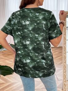 EMERY ROSE Plus Tie Dye Tee, Women Summer Top - Green - View 2