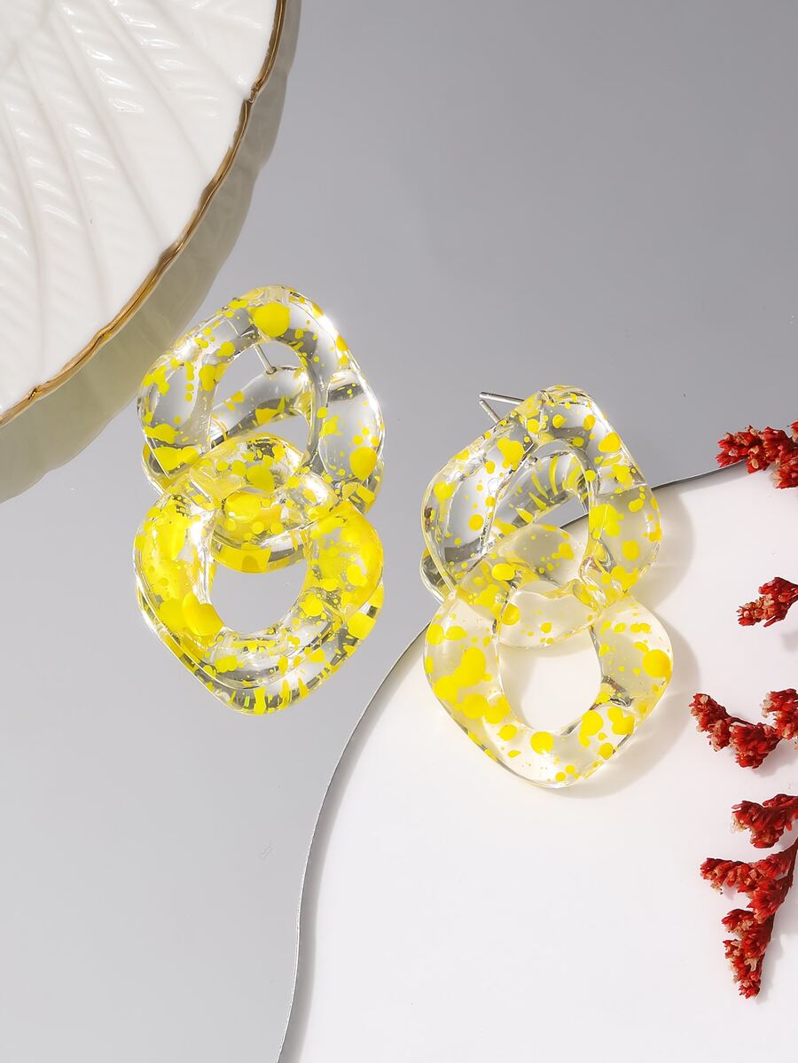 2pcs Chain Design Drop Earrings - Multicolor - View 1