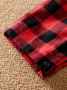 Yierying 男嬰格子圖案口袋貼布襯衫連體褲