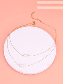 Đồ trang trí Ngọc Trai giả Vòng cổ nhiều lớp - Nhiều màu - Xem 2