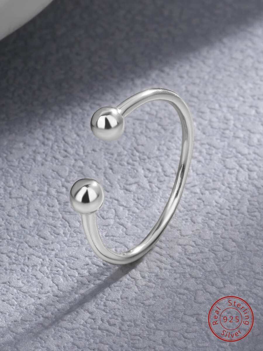 1入組精緻獨特可調節女士戒指純銀白色精美珠寶派對禮物 - 銀色 - 查看 1