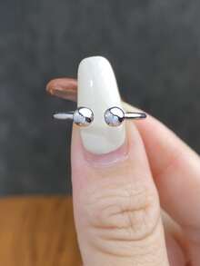 1入組精緻獨特可調節女士戒指純銀白色精美珠寶派對禮物 - 銀色 - 查看 5