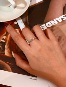 1入組精緻獨特可調節女士戒指純銀白色精美珠寶派對禮物 - 銀色 - 查看 2