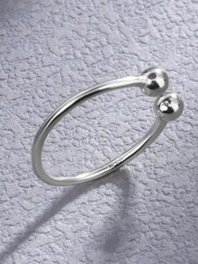 1入組精緻獨特可調節女士戒指純銀白色精美珠寶派對禮物 - 銀色 - 查看 4