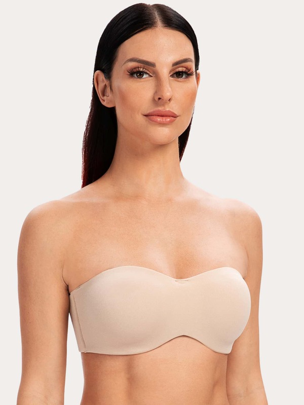 Solid Minimizer Strapless Bandeau Bra SHEIN USA