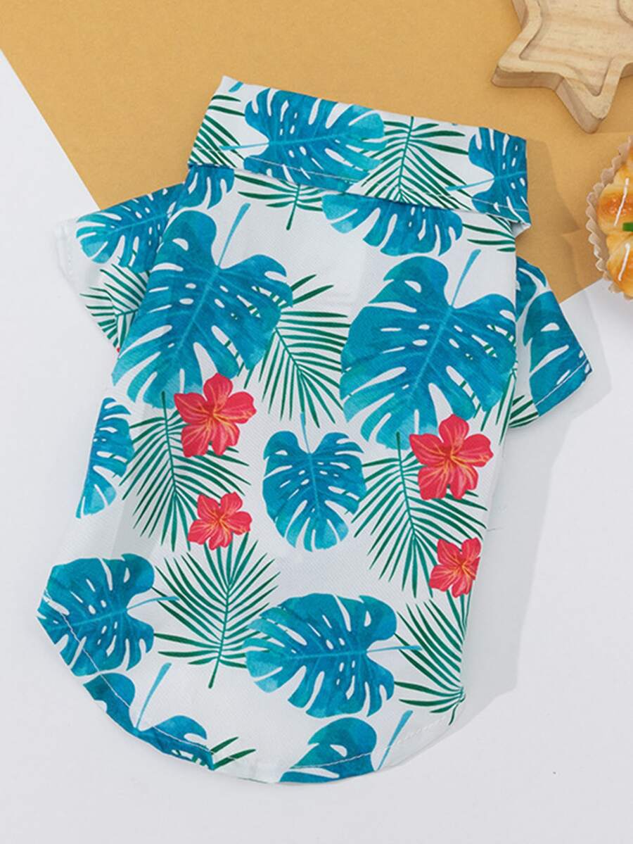 轻盈的涤纶魔术贴夏威夷风情猫狗衬衫，适合小型猫狗在家或户外四季穿着（本产品尺码偏小，建议购买大 1-2 个尺码）。