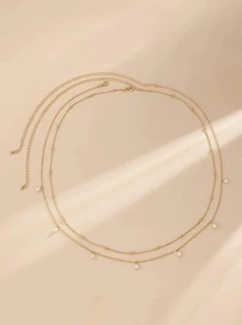 2入組人造珍珠裝飾腰鏈 - 金色 - 查看 3