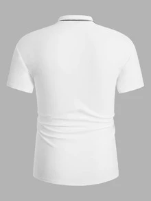 GENTILAND Hombres Camisa polo ribete en contraste - Blanco - Ver 2