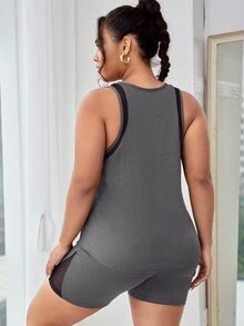 Conjunto deportivo de malla en contraste - Gris - Ver 2