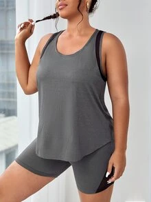 Conjunto deportivo de malla en contraste - Gris - Ver 4