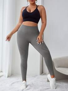 大碼寬腰帶運動打底褲