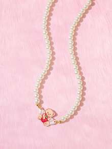 ROMWE Kawaii Cánh trang trí hình gấu hoạt hình quyến rũ Vòng cổ đính cườm ngọc trai giả - Nhiều màu - Xem 4