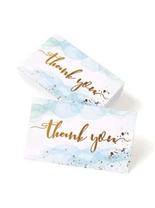 50pcs Letter Graphic Greeting Card - Baby Blue - View 1