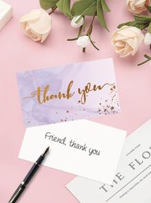 50pcs Letter Graphic Greeting Card - Mauve Purple - View 2