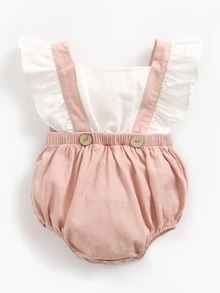 可爱婴儿休闲连体衣，配有吊带和二合一三角连体衣，适合海滩派对、度假和夏季 - 彩色 - 查看 3