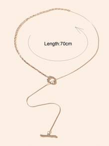 Minimalist Y Lariat Necklace - Silver - View 3