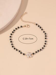 Vòng chân trang trí hoa - màu đen - Xem 4