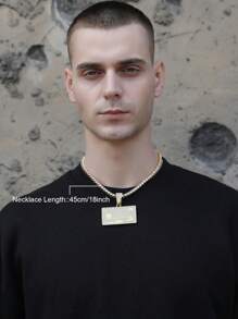 Collar con colgante cuadrado con detalle de letra y decoración de diamantes de imitación para hombre, estilo Punk Hip Pop, para regalo de joyería y fiesta - Dorado - Ver 5