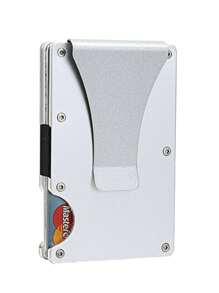 Anti Rfid Credit Card Holder Men Wallet High Quality Slim Thin Metal Bank Cardholder Case Money Clip Money Bags Black Pocket Purses Mini Card Wallet Gift For Men,Father's Day - Silver - View 2