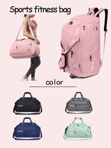 字母細節行李袋雙把手運動和旅行審美運動包運動包 - 黑色 - 查看 1