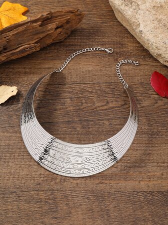 紋理質感金屬圍兜項鍊