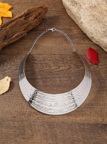 紋理質感金屬圍兜項鍊