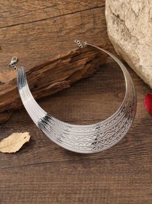 紋理質感金屬圍兜項鍊